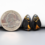 Kingman Black Buffalo Copper Composite Freeform Cabochon Pair 18x11x3mm 11.5ct - black stone with bright copper veins - Pedra Gems