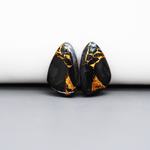 Kingman Black Buffalo Copper Composite Freeform Cabochon Pair 18x11x3mm 11.5ct - black stone with bright copper veins - Pedra Gems