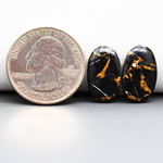 Kingman Black Buffalo Copper Composite Oval Cabochon Pair 17x11x3mm 12ct - black stone with bright copper veins - Pedra Gems