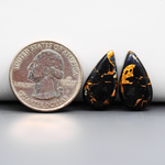 Kingman Black Buffalo Copper Composite Pear Cabochon Pair 20x11x3mm 12ct - black stone with bright copper veins - Pedra Gems