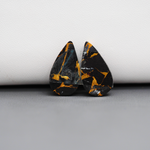 Kingman Black Buffalo Copper Composite Pear Cabochon Pair 20x11x3mm 12ct - black stone with bright copper veins - Pedra Gems