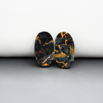 Kingman Black Buffalo Copper Composite Oval Cabochon Pair 20x11x3mm 12.5ct - black stone with bright copper veins - Pedra Gems