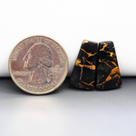 Kingman Black Buffalo Copper Composite Trapezoid Cabochon Pair 19x11x3mm 13.5ct - black stone with bright copper veins - Pedra Gems