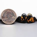 Kingman Black Buffalo Copper Composite Heart Cabochon Pair 15x15x3mm 11.5ct - black stone with bright copper veins - Pedra Gems