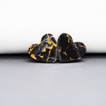Kingman Black Buffalo Copper Composite Heart Cabochon Pair 15x15x3mm 11.5ct - black stone with bright copper veins - Pedra Gems