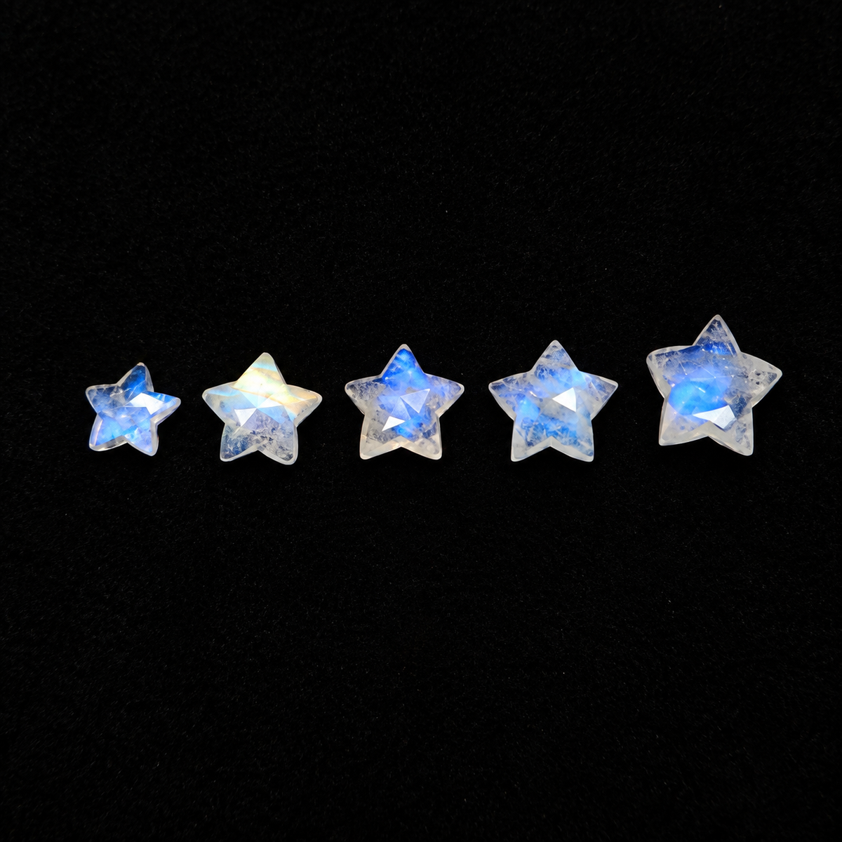 Natural Rainbow Moonstone Carved Star Rose Cut Lot 10ct 20ct 30ct 50ct - Pedra Gems