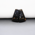 Kingman Black Buffalo Copper Composite Trapezoid Cabochon Pair 21x12x3mm 15ct - black stone with bright copper veins - Pedra Gems
