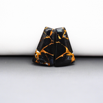 Kingman Black Buffalo Copper Composite Trapezoid Cabochon Pair 22x12x3mm 13.5ct - black stone with bright copper veins - Pedra Gems