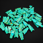 Natural Mohave Turquoise Horse Face Cabochon 30x14mm - blue-green turquoise with bronze matrix, ships to Europe, Japan, Canada, Australia, NZ & worldwide - Pedra Gems.