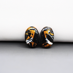 Kingman Black Buffalo Copper Composite Oval Cabochon Pair 15x10x3mm 9ct - black stone with bright copper veins - Pedra Gems