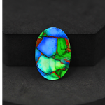 Natural Peacock Dahlia Oval Cabochon 26x17mm 16ct - Peacock Blue-Green Composite - Pedra Gems