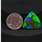 Natural Peacock Dahlia Trillion Cabochon 25x26mm 21ct - Peacock Blue-Green Composite - Pedra Gems