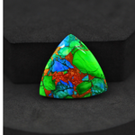 Natural Peacock Dahlia Trillion Cabochon 25x26mm 21ct - Peacock Blue-Green Composite - Pedra Gems