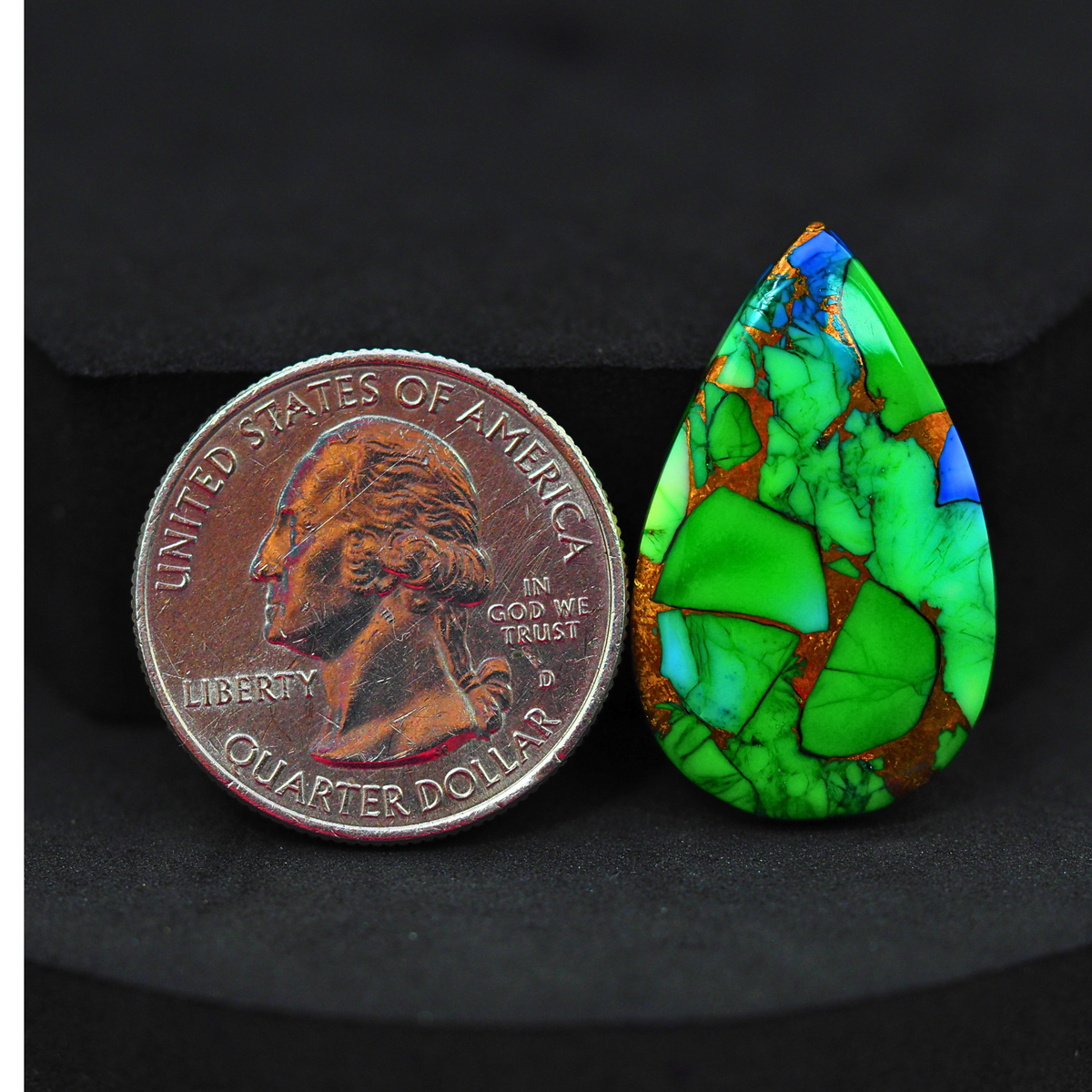 Natural Peacock Dahlia Pear Cabochon 29x18mm 16.5ct - Peacock Blue-Green Composite - Pedra Gems