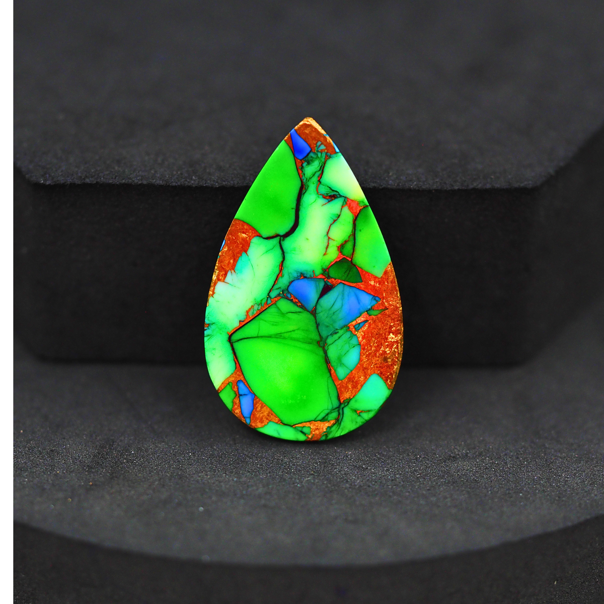 Natural Peacock Dahlia Pear Cabochon 29x18mm 16.5ct - Peacock Blue-Green Composite - Pedra Gems