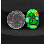 Natural Peacock Dahlia Oval Cabochon 26x17mm 16ct - Peacock Blue-Green Composite - Pedra Gems