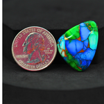 Natural Peacock Dahlia Freeform Cabochon 25x21mm 18ct - Peacock Blue-Green Composite - Pedra Gems