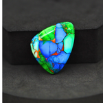 Natural Peacock Dahlia Freeform Cabochon 25x21mm 18ct - Peacock Blue-Green Composite - Pedra Gems