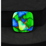 Natural Peacock Dahlia Cushion Cabochon 21x21mm 21.5ct - Peacock Blue-Green Composite - Pedra Gems