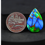 Natural Peacock Dahlia Pear Cabochon 29x19mm 17.5ct - Peacock Blue-Green Composite - Pedra Gems