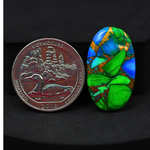 Natural Peacock Dahlia Oval Cabochon 27x16mm 15ct - Peacock Blue-Green Composite - Pedra Gems