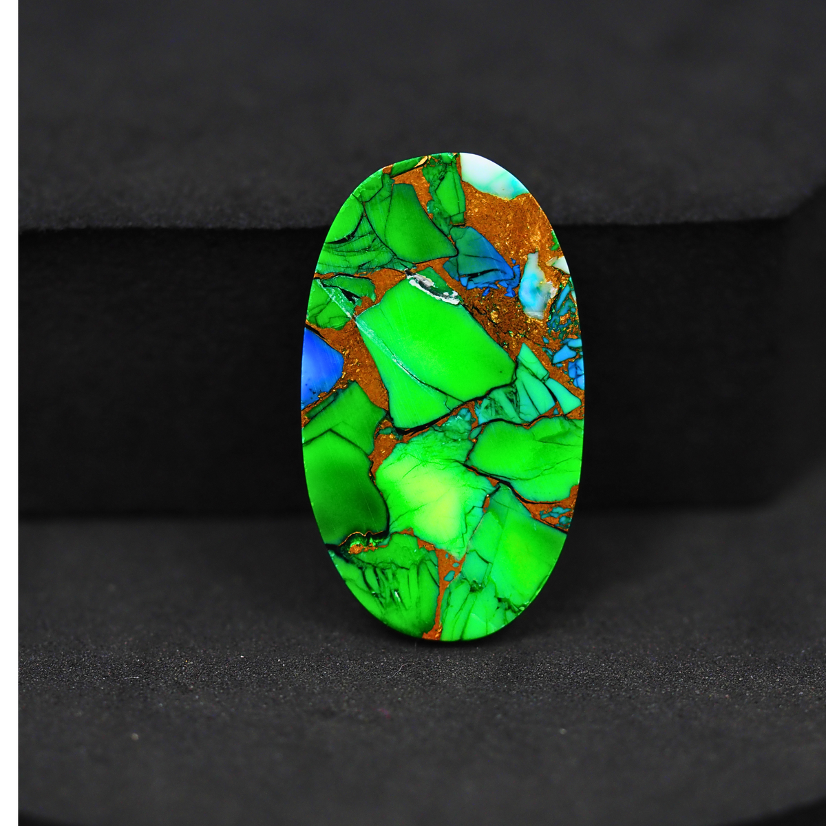 Natural Peacock Dahlia Oval Cabochon 27x16mm 15ct - Peacock Blue-Green Composite - Pedra Gems