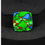 Natural Peacock Dahlia Cushion Cabochon 26x26mm 30ct - Peacock Blue-Green Composite - Pedra Gems