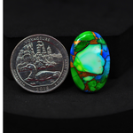 Natural Peacock Dahlia Oval Cabochon 25x16mm 15ct - Peacock Blue-Green Composite - Pedra Gems