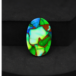 Natural Peacock Dahlia Oval Cabochon 25x16mm 15ct - Peacock Blue-Green Composite - Pedra Gems