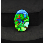 Natural Peacock Dahlia Oval Cabochon 26x18mm 16ct - Peacock Blue-Green Composite - Pedra Gems