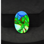 Natural Peacock Dahlia Oval Cabochon 26x18mm 16ct - Peacock Blue-Green Composite - Pedra Gems
