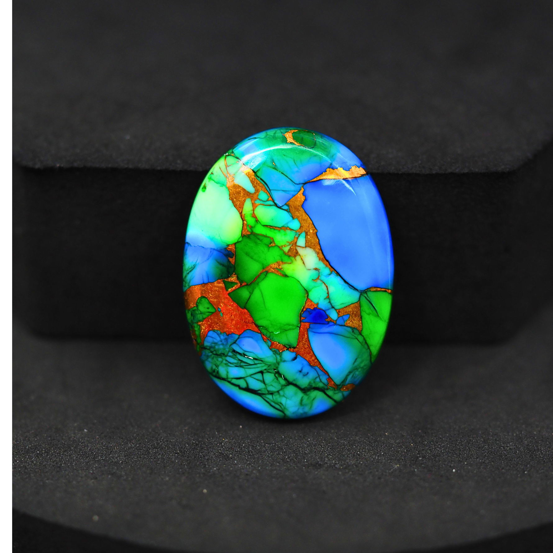 Natural Peacock Dahlia Oval Cabochon 27x19mm 20.5ct - Peacock Blue-Green Composite - Pedra Gems