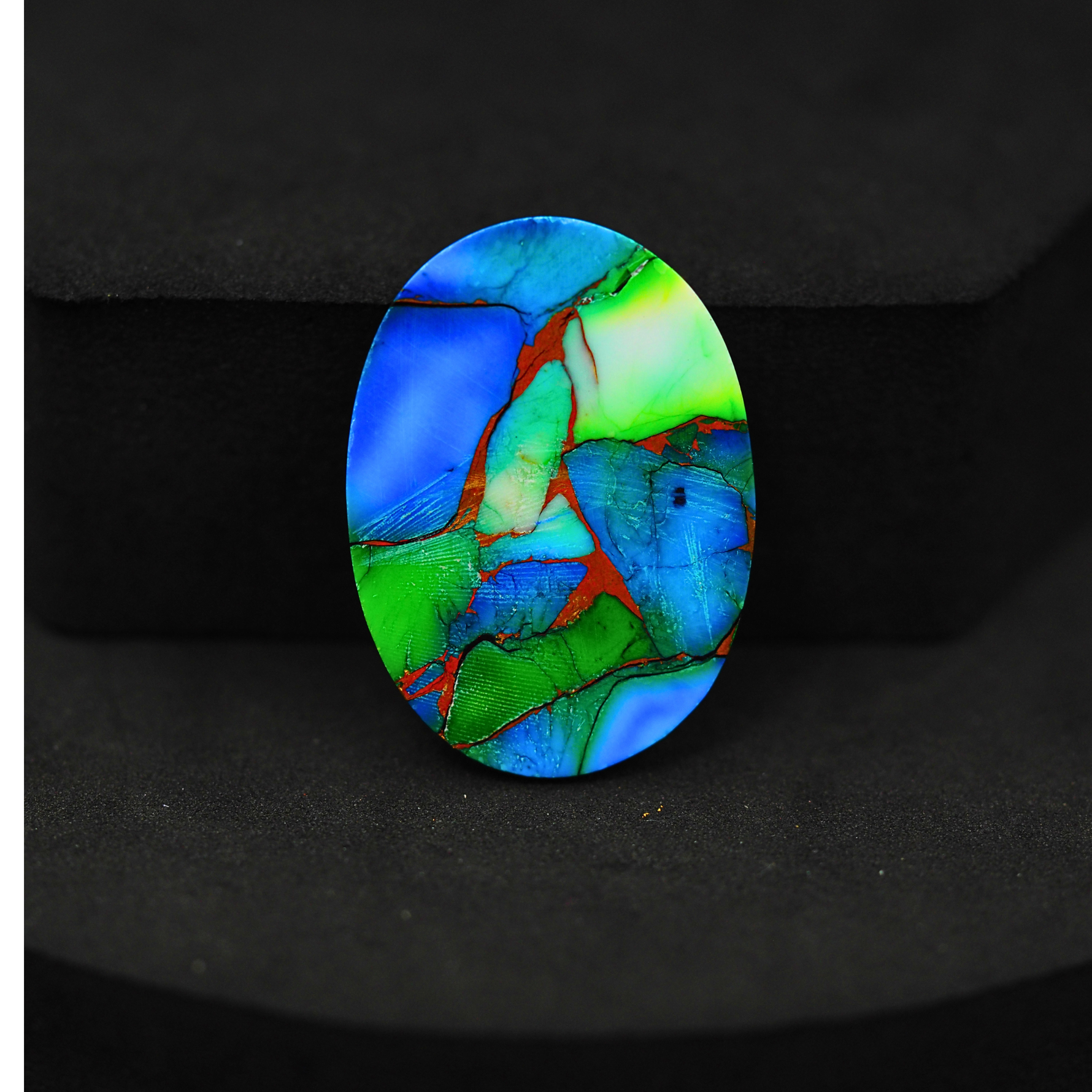 Natural Peacock Dahlia Oval Cabochon 27x19mm 20.5ct - Peacock Blue-Green Composite - Pedra Gems