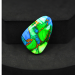 Natural Peacock Dahlia Freeform Cabochon 24x20mm 20ct - Peacock Blue-Green Composite - Pedra Gems