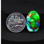 Natural Peacock Dahlia Oval Cabochon 26x16mm 15ct - Peacock Blue-Green Composite - Pedra Gems