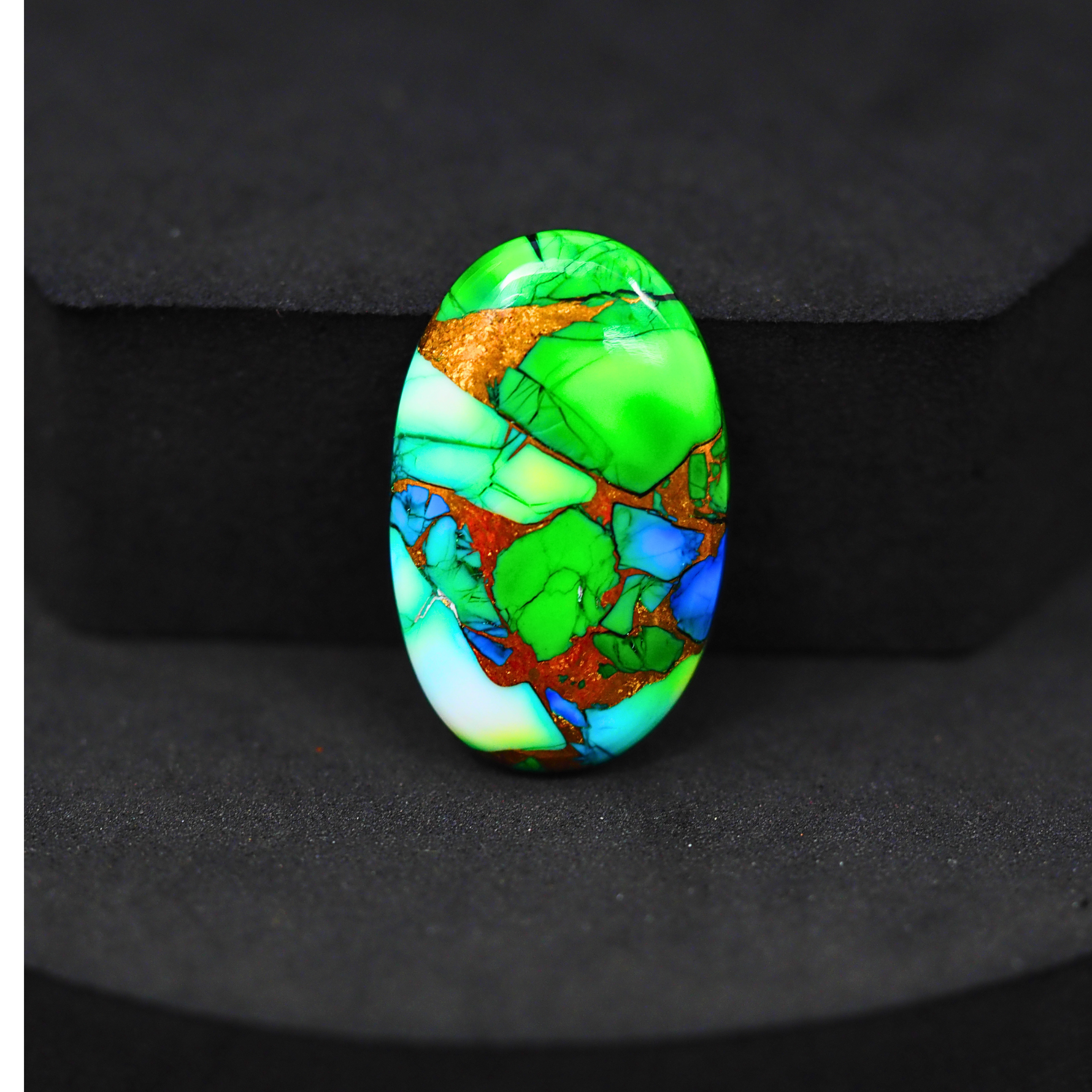 Natural Peacock Dahlia Oval Cabochon 26x16mm 15ct - Peacock Blue-Green Composite - Pedra Gems