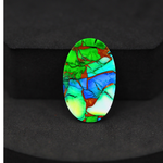 Natural Peacock Dahlia Oval Cabochon 26x16mm 15ct - Peacock Blue-Green Composite - Pedra Gems