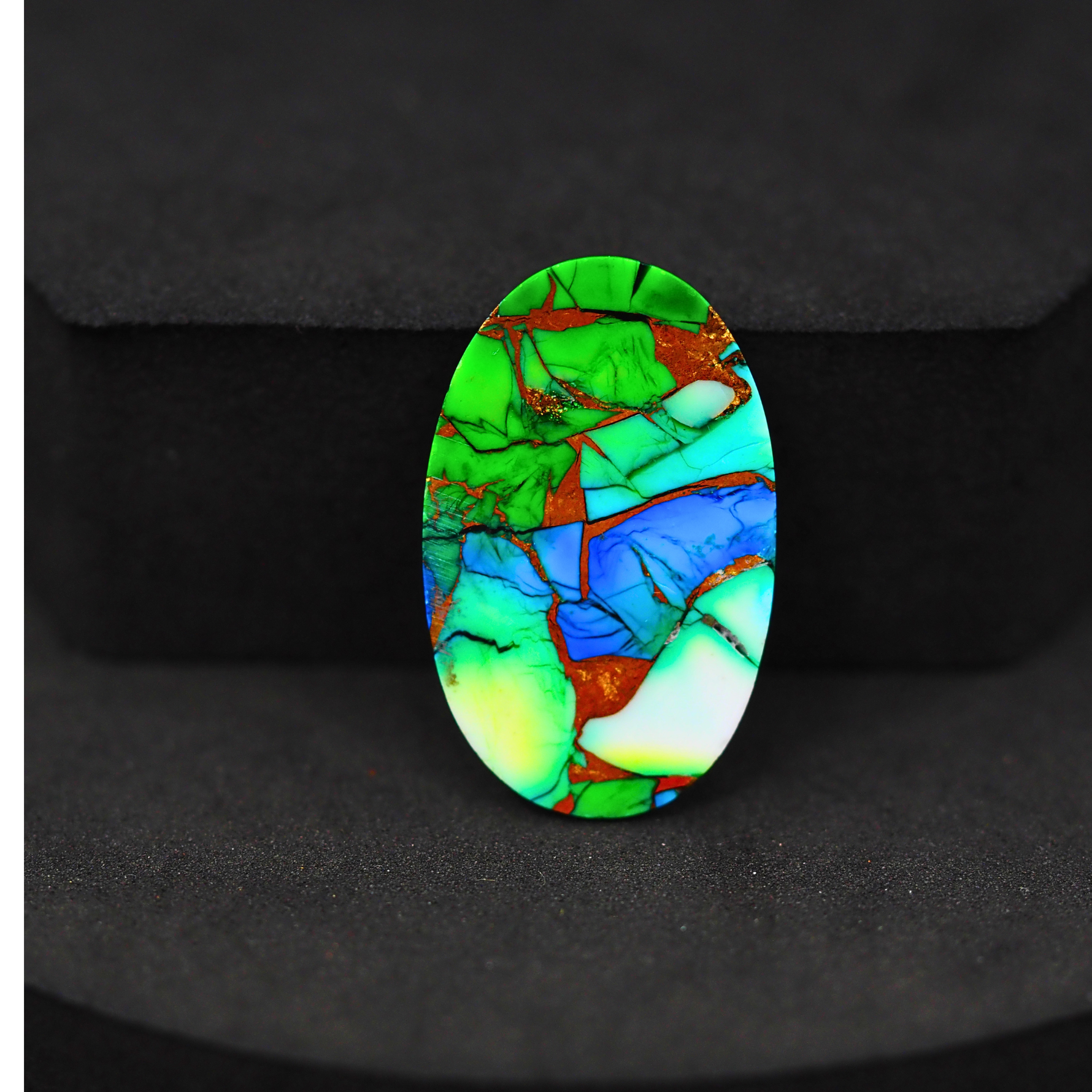 Natural Peacock Dahlia Oval Cabochon 26x16mm 15ct - Peacock Blue-Green Composite - Pedra Gems