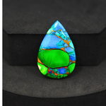 Natural Peacock Dahlia Pear Cabochon 29x19mm 16ct - Peacock Blue-Green Composite - Pedra Gems