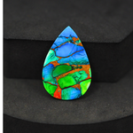 Natural Peacock Dahlia Pear Cabochon 29x19mm 16ct - Peacock Blue-Green Composite - Pedra Gems