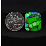 Natural Peacock Dahlia Cushion Cabochon 24x21mm 20ct - Peacock Blue-Green Composite - Pedra Gems