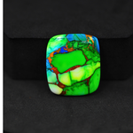 Natural Peacock Dahlia Cushion Cabochon 24x21mm 20ct - Peacock Blue-Green Composite - Pedra Gems