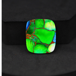 Natural Peacock Dahlia Cushion Cabochon 24x21mm 20ct - Peacock Blue-Green Composite - Pedra Gems