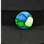 Natural Peacock Dahlia Round Cabochon 19x19mm 13ct - Peacock Blue-Green Composite - Pedra Gems