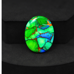 Natural Peacock Dahlia Oval Cabochon 27x21mm 19.5ct - Peacock Blue-Green Composite - Pedra Gems
