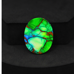 Natural Peacock Dahlia Oval Cabochon 27x21mm 19.5ct - Peacock Blue-Green Composite - Pedra Gems