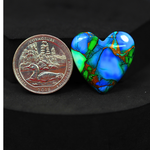 Natural Peacock Dahlia Heart Cabochon 23x25mm 20.5ct - Peacock Blue-Green Composite - Pedra Gems