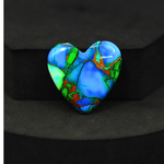 Natural Peacock Dahlia Heart Cabochon 23x25mm 20.5ct - Peacock Blue-Green Composite - Pedra Gems