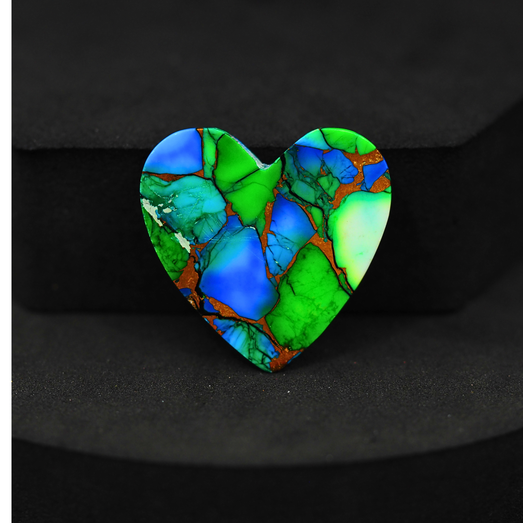 Natural Peacock Dahlia Heart Cabochon 23x25mm 20.5ct - Peacock Blue-Green Composite - Pedra Gems