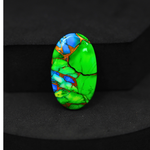 Natural Peacock Dahlia Oval Cabochon 27x16mm 15.6ct - Peacock Blue-Green Composite - Pedra Gems